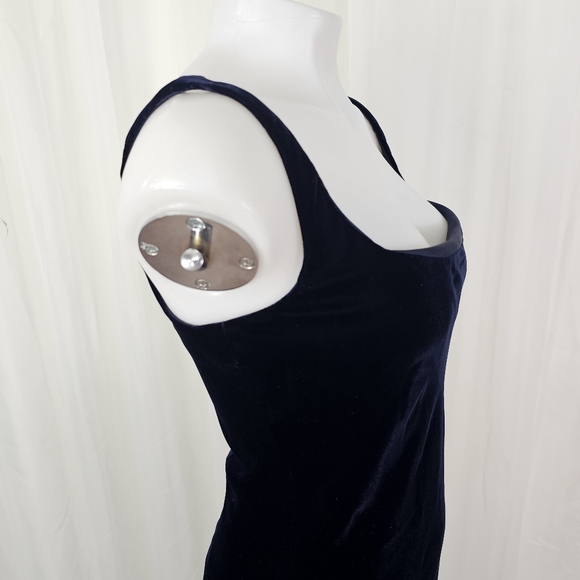 Velasco Andersson Deep Navy Blue Velvet Dress Square Neck Size 8 - Picture 6 of 12